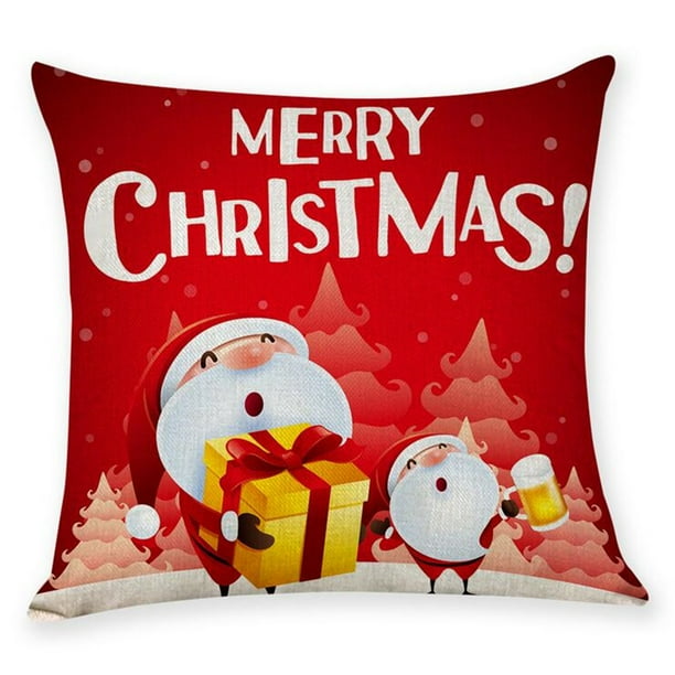 18/'Christmas Cover Case Linen Cotton Santa Claus Pillow Cushion Decor